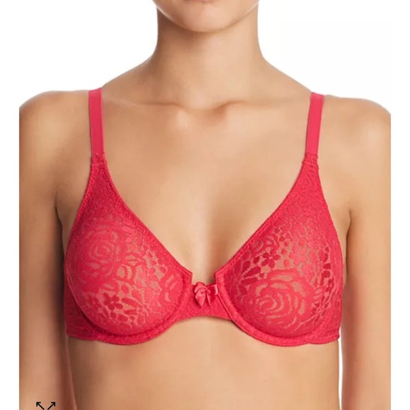 WACOAL Halo Lace Molded Underwire Bra Red Sexy Unlined 36C 851205 Valentine's - Picture 1 of 7